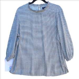 Chic Black and White Checkered Blouse , Size 14